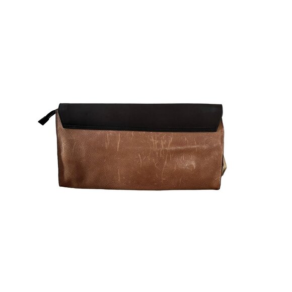 Brunello Cucinelli Leather Clutch Colorblock Brown Tan NWT - Picture 5 of 16